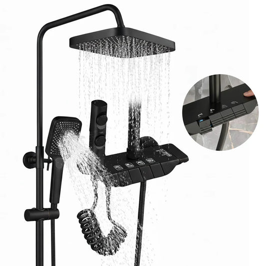 Piano Key Thermostatic Shower Set - Rain Head, Hand Shower, Shattaf & Tub Spout